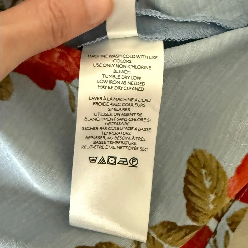 Size medium urban outfitters blue Floral roses Bell Sleeve Romper lace up back - Picture 6 of 7